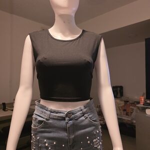 SHEIN Black Fitted Crop Top